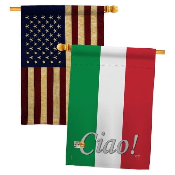 Breeze Decor BD-CY-HP-108027-IP-BOAA-D-US13-BD 28 x 40 in. World Nationality Impressions Decorative Vertical Double Sided USA Vintage Italian House Flags - Pack of 2