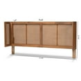 thumbnail image 6 of Baxton Studio Rina Mid-Century Modern Ash Wanut Finished Wood and Synthetic Rattan Full Size Wrap-Around Headboard, 6 of 6