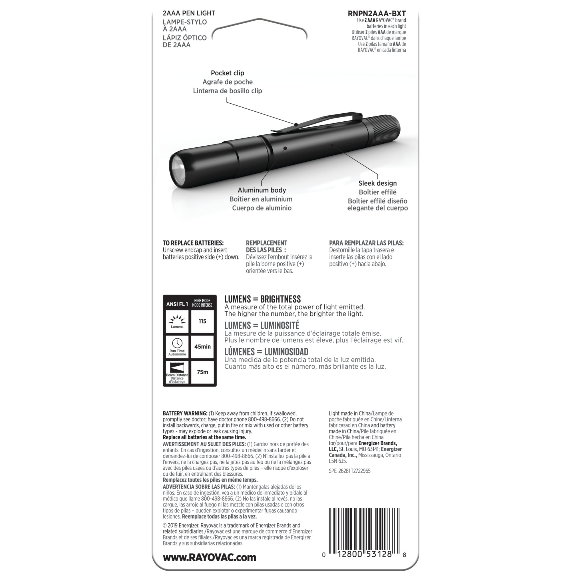 Rayovac Compact LED Penlight With 2 Included AAA Batteries