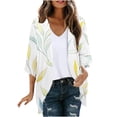 thumbnail image 2 of Idoravan Women's Floral Print Kimono Cardigan Loose Cover Up Casual Blouse Tops Women's Cardigan Casual Leaf Print Overcoat Spring Summer Flower Printed Top, 2 of 5