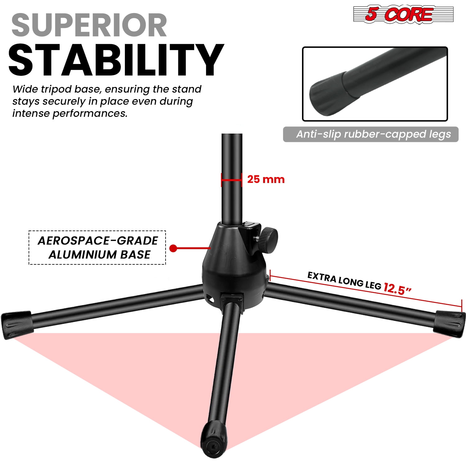 5Core Microphone Stand Floor Adjustable 82" w Metal Boom Arm