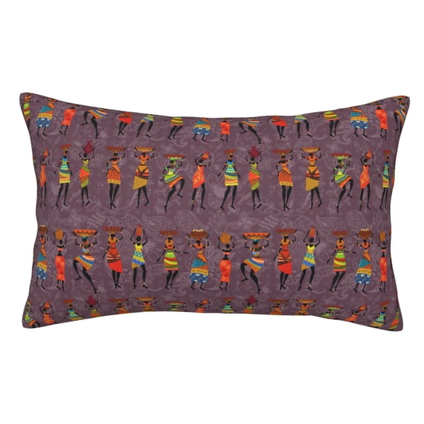 Fotbe African Women Funda de Almohada Decorativa Estilo Occidental, Lujo en Algodón, Fundas para Almohadas King, Cojín Estampado para Decoración del Hogar-16"x24"