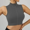 thumbnail image 4 of DuoJiaJ Ladies' Comfortable And Casual High Neck Zipper Quick Drying Sports Vest Women Workout Tank Tops Gray M, 4 of 4