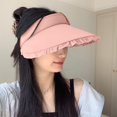 thumbnail image 6 of Hvmvliv Sun Hats for Women Sun Visor Hats Women with Wide Lace Brims Adjustables Clip-On Summer Beach Hat Hollow Summer Breathable Hat Ice Silk Fabric for Coolings Pink, 6 of 6