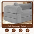 thumbnail image 3 of Timbernest 80" Convertible Sofa Bed, Corduroy Sleeper Couch with Storage Pockets for Living Room, Light Gray, 3 of 12