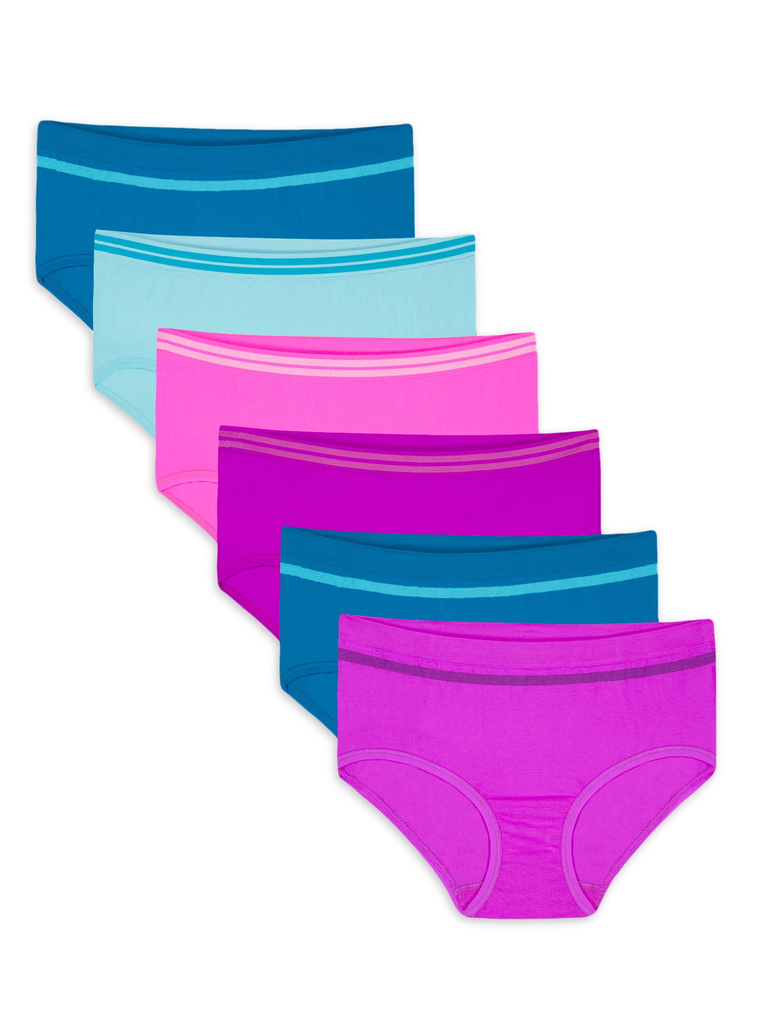 Fruit of the Loom Girls' Assorted Seamless Brief Underwear, 6 Pack