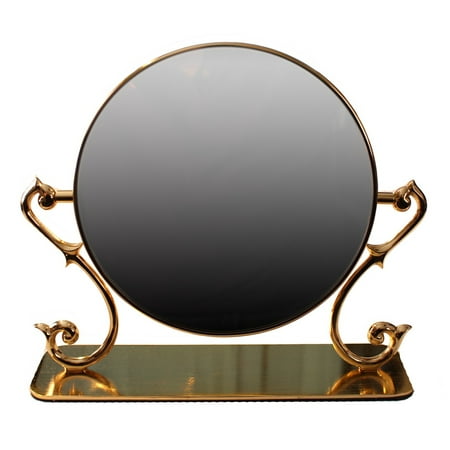 Ornate Brass Wall - Table Mirror Cast Brass Magnifying Make Up 2- Sided Swivel