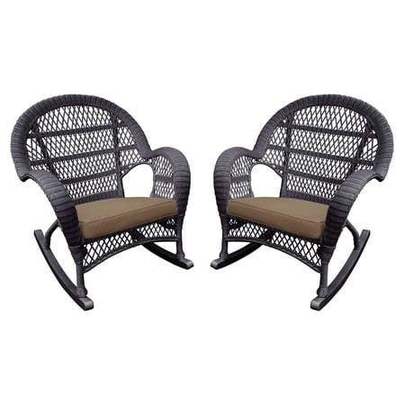 Jeco Santa Maria Wicker Patio Rockers with Optional Cushion - Set of 4