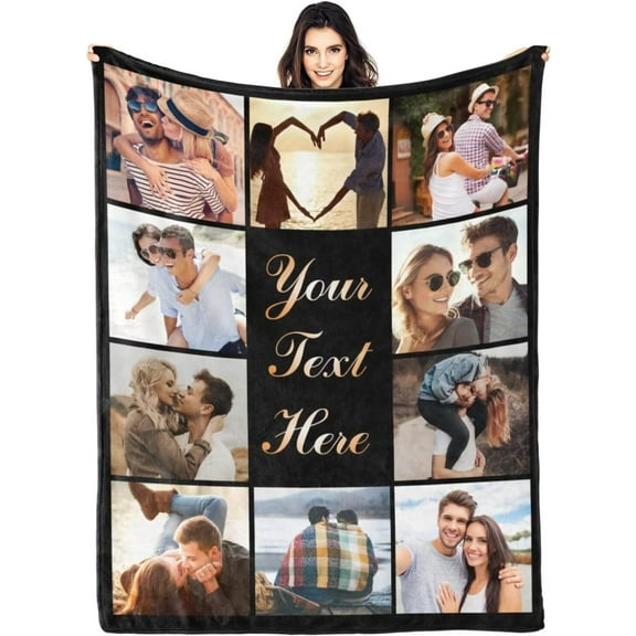 AISENIN Custom Blankets With 9 Photos Personalized Throw Blanket With Pictures Customized Photos Collage Blankets for Birthday Christmas