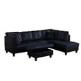 thumbnail image 2 of Aukfa Sectional Sofa, 3 Piece Living Room Couch with Storage Ottoman, Right Facing Chaise, Dark Blue, 2 of 10
