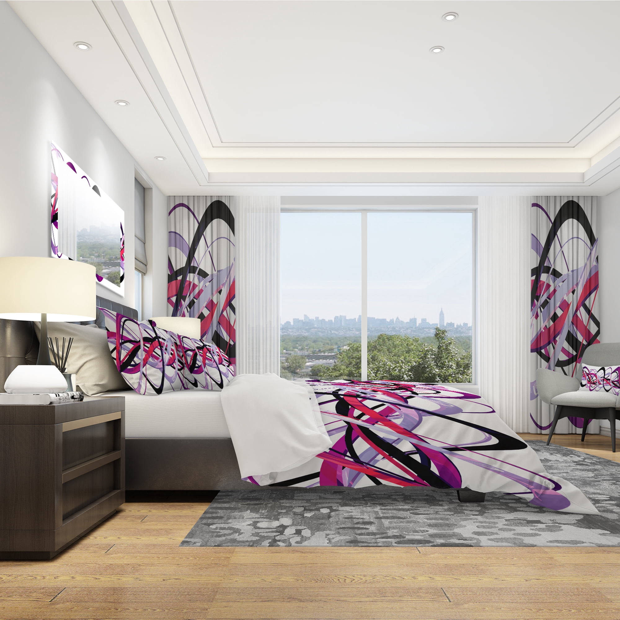 Designart 'Pink and Purple Helix' Modern & Contemporary Duvet Cover Set