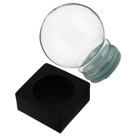 OUNONA Empty Glass Snow Globe Kit Clear Water Globe with Wooden Base Glass Water Globe Jar for DIY Home Decor Craft Wedding Decoration