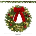 thumbnail image 3 of Lumiparty 24" Christmas Wreath with Red Bow & Balls, Pre-Lit Xmas Wreath with 20 LED Lights, Artificial Christmas Decor for Front Door, Fireplace, Window, Porch, Entryway, Green & Red, 3 of 6
