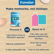 TRAVELAN Anti Diarrhea Travel Medicine for Gas Relief, Bloating, Cramping and Digestive Support, Natural Colostrum Dietary and Immune Support Supplement, Blister Pack for Travel, 30 Pills