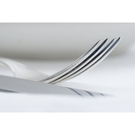 Table Setting Quiz Elegant Table Setting - Extreme Closeup of Silverware Canvas Art - Panoramic Images (27 x 9) ()
