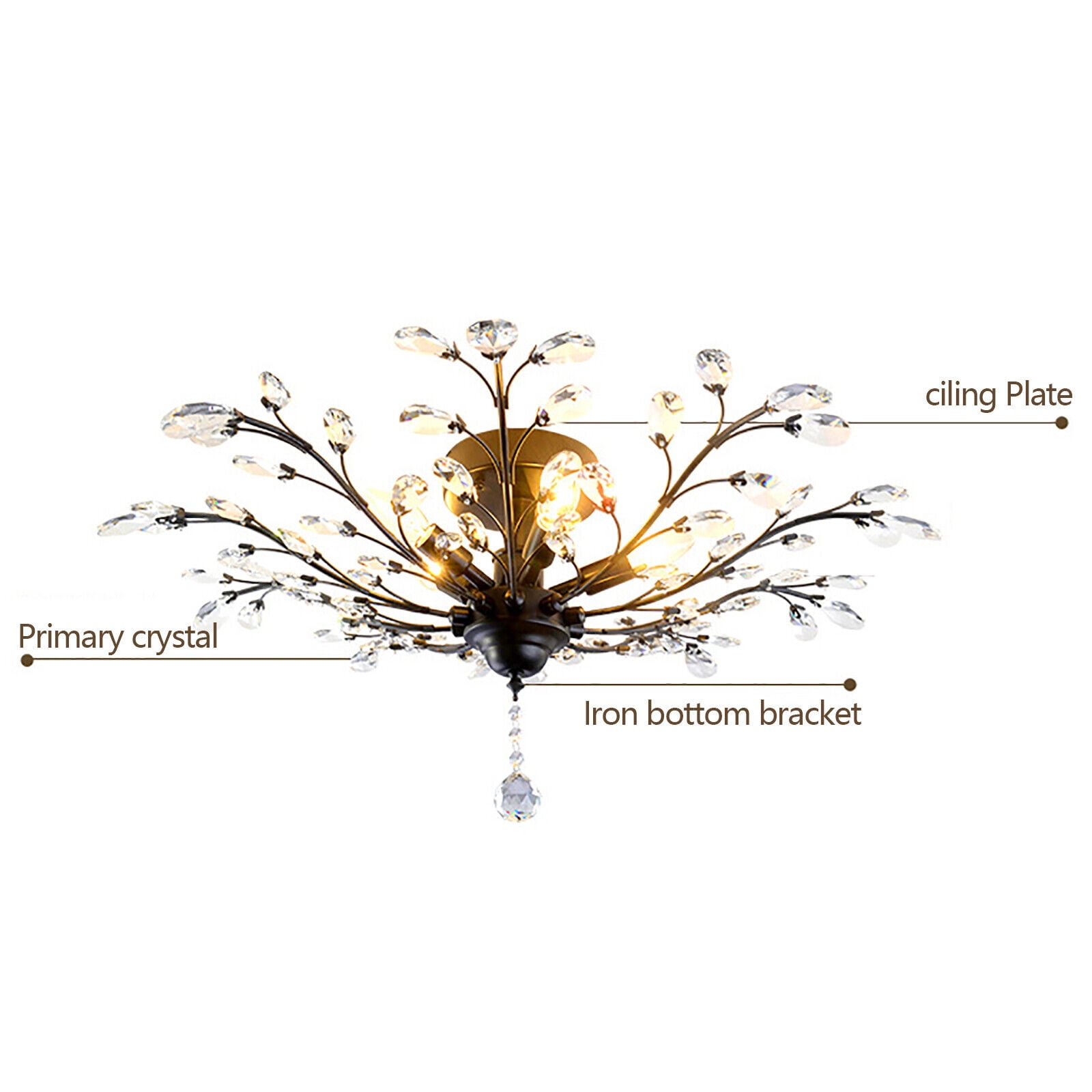 Miumaeov Vintage Crystal Branches Chandeliers 5 Lights Flower Shape Pendant Lamp Ceiling Lighting Fixture for Entryway Living Room Dining Room