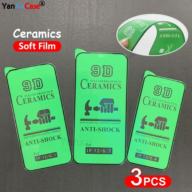 3 uds 9D película protectora de cerámica antigolpes para iPhone 14 13 12 Mini 11 Pro XR XS Max 8 7 Plus Protector de pantalla de cubierta completa en 14 Tan Jianjun unisex