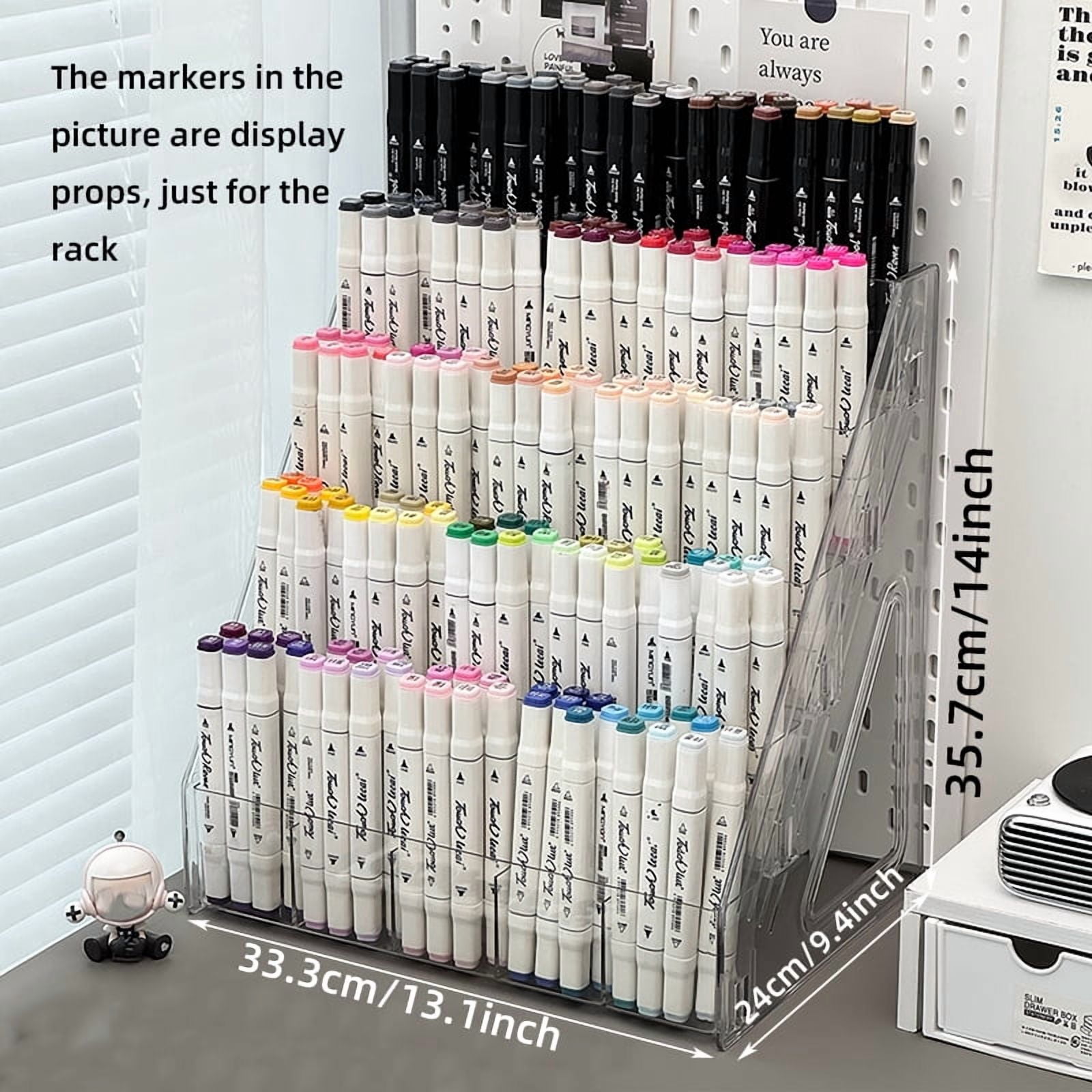 Large Capacity Staircase Pen Holder - Multi-Compartment Desk Organizer & Art Supply Storage Box for Markers, Pencils, and Office Accessories