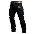 thumbnail image 3 of Western Style Cargo Pants Casual Work Trousers With Multiple Utility Pockets For Outdoor Daily Wear/Black/XL, 3 of 5