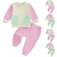 thumbnail image 4 of Odeerbi 0-3 Años Niños Niñas Algodón Conjuntos Color Block Sudadera Manga Larga Pantalones Jogger Conjunto de Dos Piezas, 4 of 4