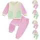 thumbnail image 4 of Odeerbi 0-3 Años Niños Niñas Algodón Conjuntos Color Block Sudadera Manga Larga Pantalones Jogger Conjunto de Dos Piezas, 4 of 4