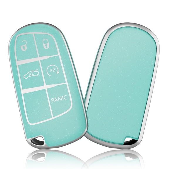 OFFCURVE Soft TPU Key Fob Cover for Jeep, Dodge, Chrysler Vehicles, 1 Pack, Star Cyan