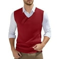 thumbnail image 1 of Men's Sleeveless Knitted Vest V-Neck Spring Plain Lightweight Workout Tank Top, 1 of 5