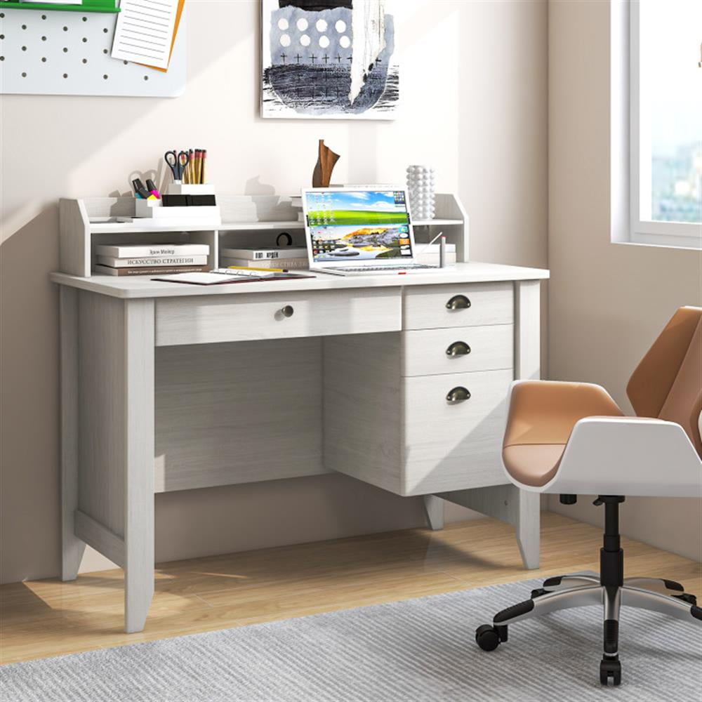 Demi Bonn Computer Desk PC Laptop Study Writing Table Workstation, Small Home Office Desk, White