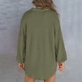 thumbnail image 4 of Holzkary Women Waffle Knit Tops Henley Shirts Long Sleeve V Neck Solid Color Casual Tunic Women Knit Top Shirts Long Sleeve V Neck Solid Color Casual Green M, 4 of 4