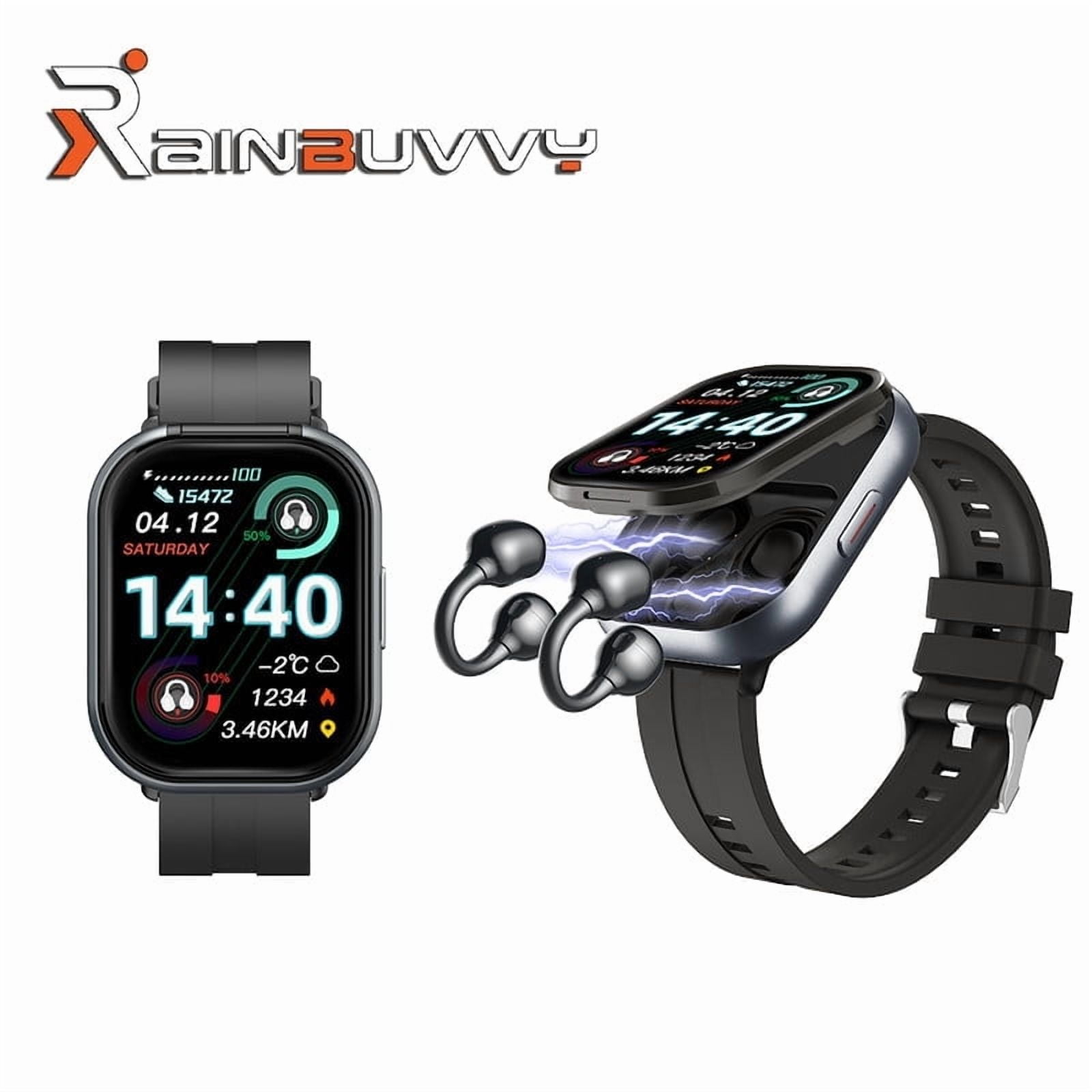 Smart Watch w/ TWS Earbuds, Bluetooth 5.3, 1.3" TFT, Sleep Track, Multi-Sport, IP67, FaceLink App, 20+ Languages, Pedometer, Calorie, Call/SMS Alert, Mag Charge, 230mAh Case