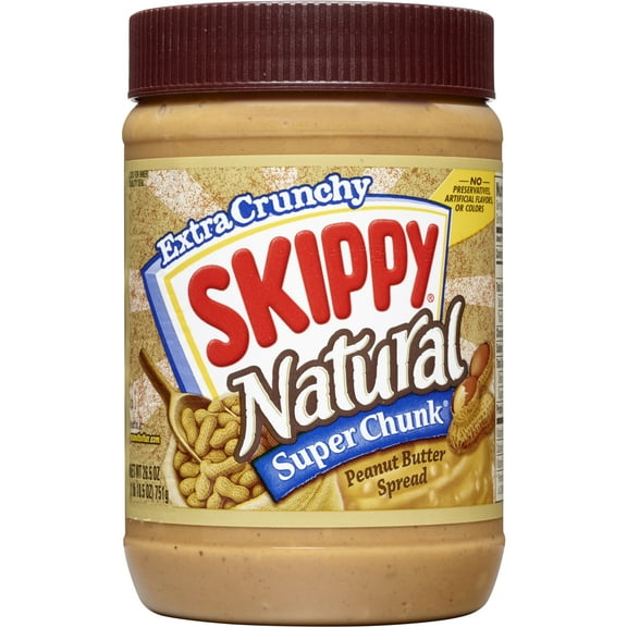 SKIPPY Natural SUPER CHUNK Peanut Butter Spread, 7 g Protein Per Serving, 26.5 oz