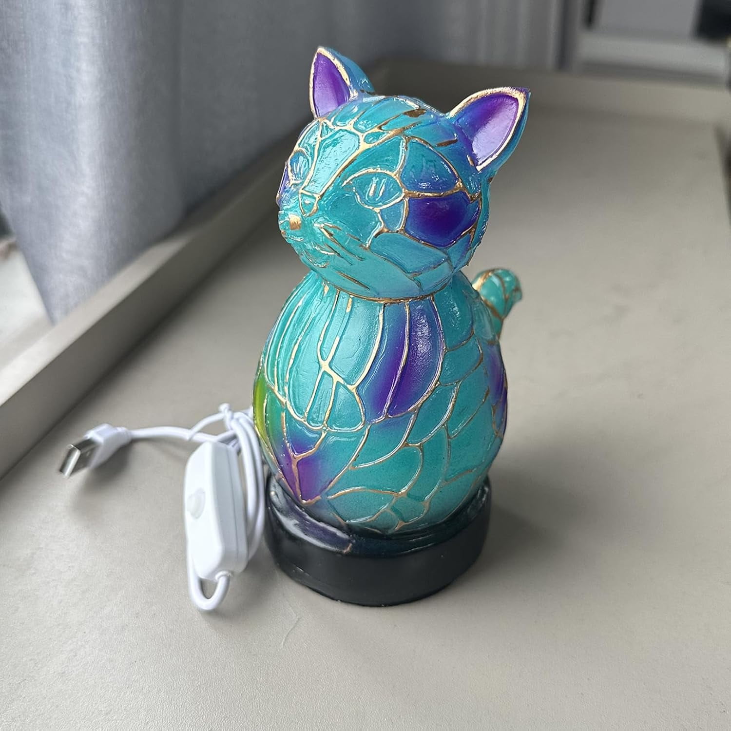 3D Animal Table Lamp, Retro Stained Animal Night Light Lamp for Living Room, Bedroom, Home Office