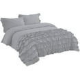 thumbnail image 4 of DNG Creations 3 Piece Vintage Ruffle Duvet Cover 100% Egyptian Cotton, 800 Threads Count - With Zipper & Corner Ties ( Oversized Queen - Solid Silver ), 4 of 7