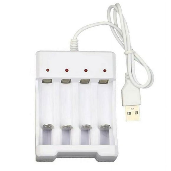 PowerPulse USB Plug Battery Charger for AA AAA Rechargeable Batteries, 4-Slot Universal Smart Charger with LED Indicator for Household Electronics