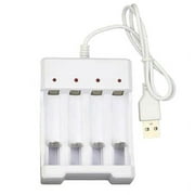 USB Plug Fast Battery Charger For AA AAA Rechargeable Batteries 4 Slots X9L6