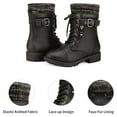 thumbnail image 3 of BURUDANI Kids Girls Fashion Winter Warm Snow Boots Mid Calf Outdoor Combat Boots BLACK Size 6, 3 of 5