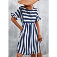 thumbnail image 1 of Vestido A Media Pierna Vestido De Línea A Vestido A Rayas Casual A La Moda Una Línea Con Volantes Manga Corta Estampado A Rayas Casual Vestido A Media Pierna Fluido Azul Marino M OTVIAP azul marino M, 1 of 6