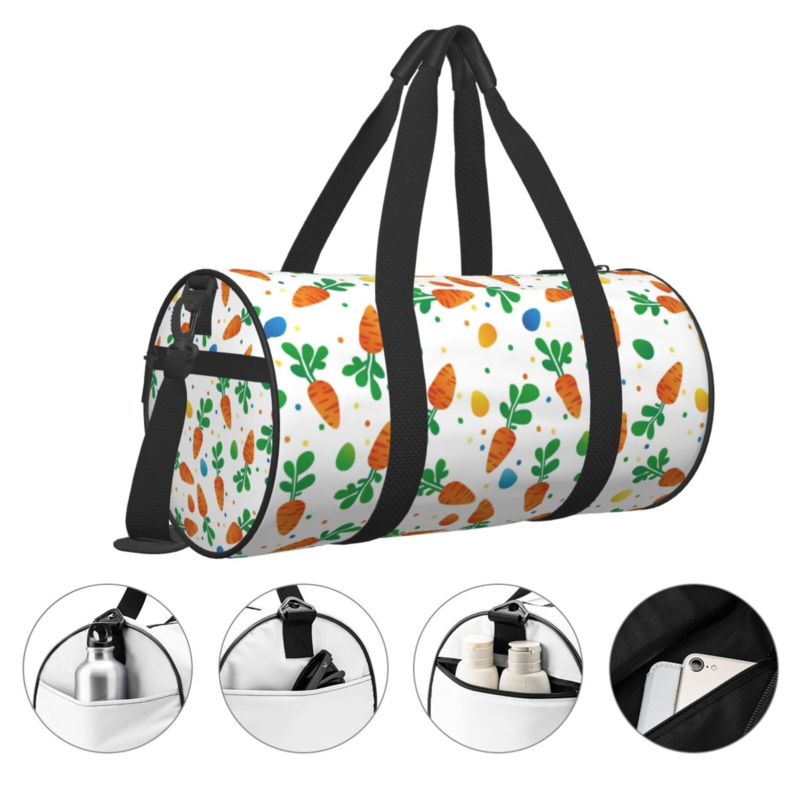 Vsdgher Cute Carrot 45L Foldable Duffel Bag, Sports Gym Bag,Overnight Bag, Portable Weekender Bag for Airplanes