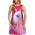 thumbnail image 1 of Vsdgher Robes d'Été Imprimé Cochon pour Femmes Robe de Plage Décontractée Col en U Sans Manches Robe d'Été Ample avec Poche, 1 of 7
