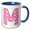 Blue/White, variant on 3drose, Cute Pink on Pink Hearts Monogram Initial M, 11oz Two-tone Black Mug