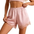 thumbnail image 2 of TrendOFT Anti-Chafe Shorts for Women Outerwear Thin Satin Lace Home Lounge Sleep Shorts Light Pink M, 2 of 5