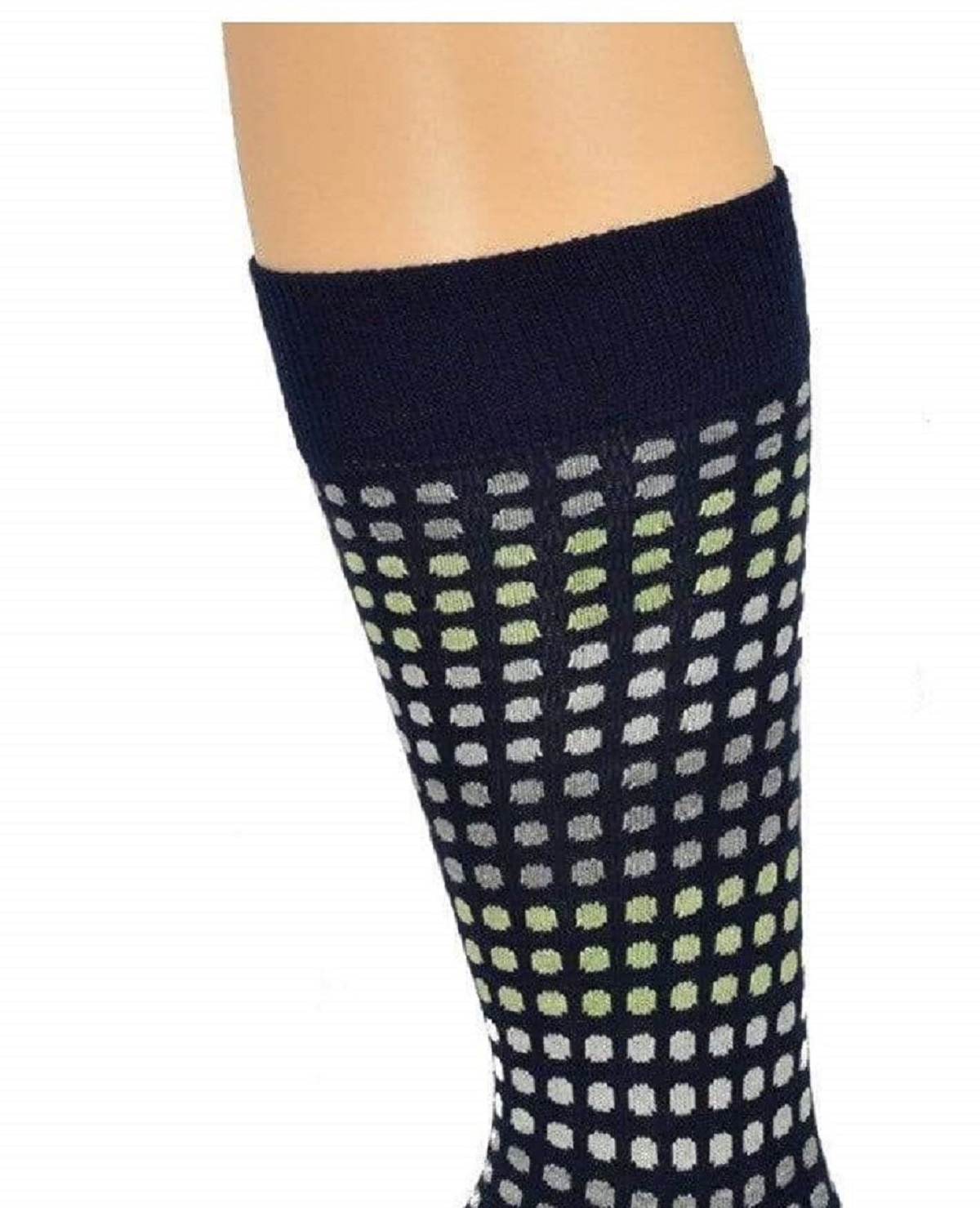 Sierra Socks Men's Casual Cotton Blend Fashion Design Mid Calf Dress Crew Socks, 3 Pairs (One Size: Fits US Men’s Shoe Size 6-12/ Sock Size, Navy Square/Navy Plain (M5500U)) - image 5 of 5