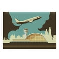 thumbnail image 1 of Airport Cutting Board, Retro Style Image Airfield Plane and Cityscape, Decorative Tempered Glass Cutting and Serving Board, in 3 Sizes, by Ambesonne, 1 of 2