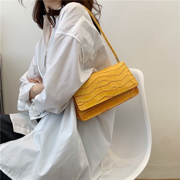 Bolso de moda para mujer Bolso con estampado de cocodrilo Bolsos de mano Bolso de cuero PU (Amarillo) Sywqhk Para Estrenar