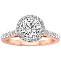 IGI Certified 4 Carat Round Shape Lab Grown Diamond Engagement Ring | 14K Rose Gold | Rising Sun Halo Lab Diamond Ring | FG-VS1-VS2 Quality Friendly Diamonds