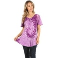 thumbnail image 5 of Sakkas Petra Women's Casual Loose Flared Corset Short Sleeve Lace Blouse Top Tunic - Purple - Plus Size, 5 of 5