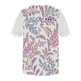 thumbnail image 5 of Wycnly Womens Tops Dressy Casual Going out Elegant Lace Patchwork Loose Pleated Swing Tunic Tees Shirts Summer Short Sleeve Round Neck Tops Feather Print Blouse Pink l, 5 of 5