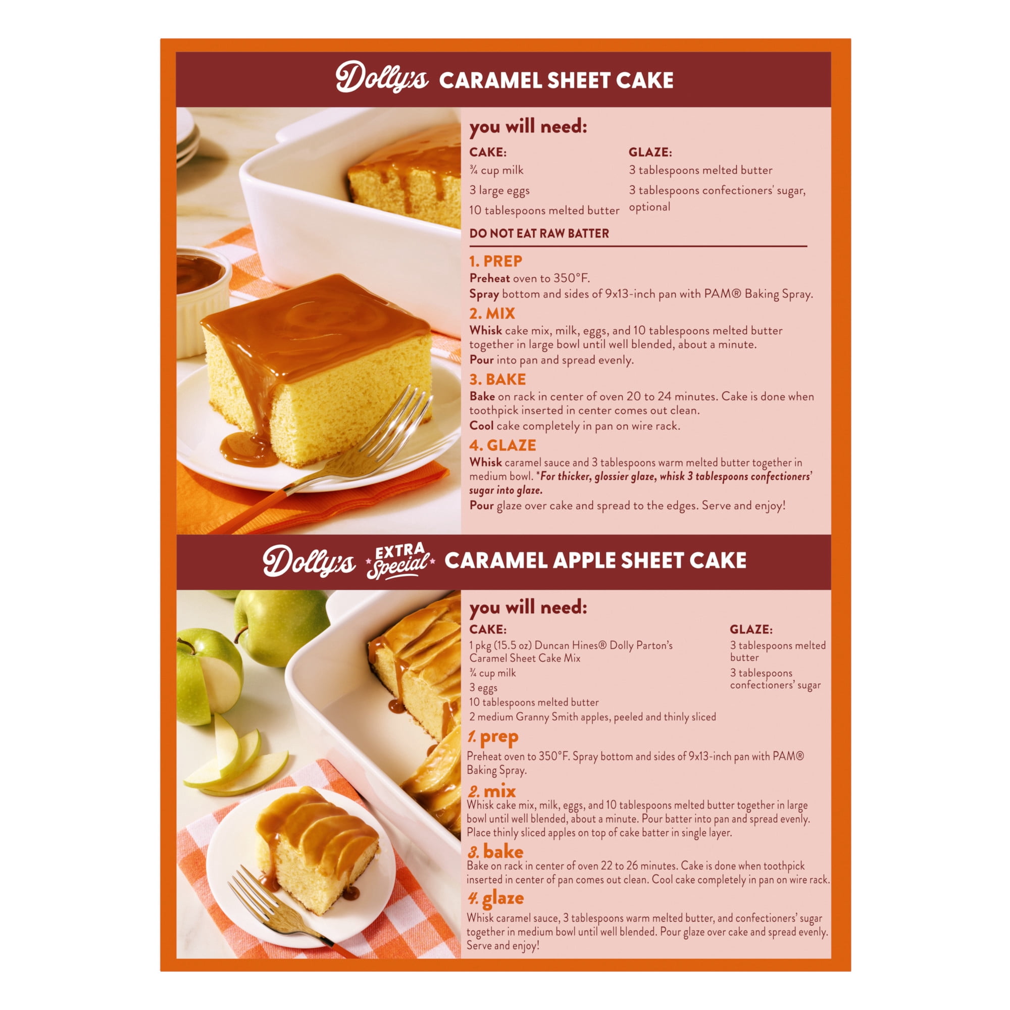 Duncan Hines Dolly Parton's Caramel Flavored Sheet Cake Mix, With Caramel Sauce, 15.5 oz.