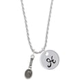 thumbnail image 1 of Delight Jewelry Silvertone Tennis Racquet Silvertone Script Initial Disc - H - Charm Necklace, 20"+3", 1 of 4
