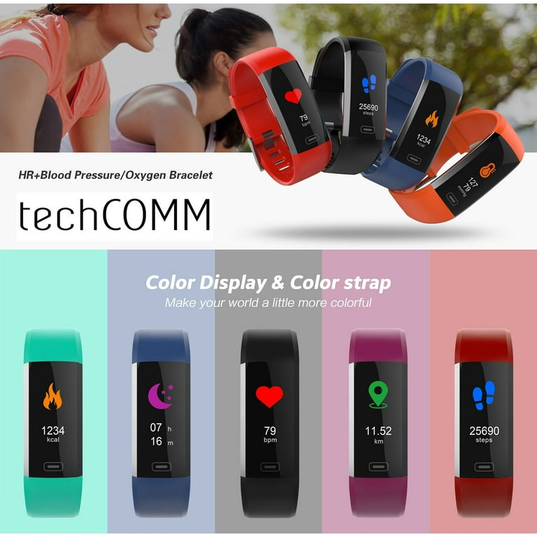 TechComm BFIT Water Resistant Fitness Activity Tracker Smartwatch with Heart Rate Monitor